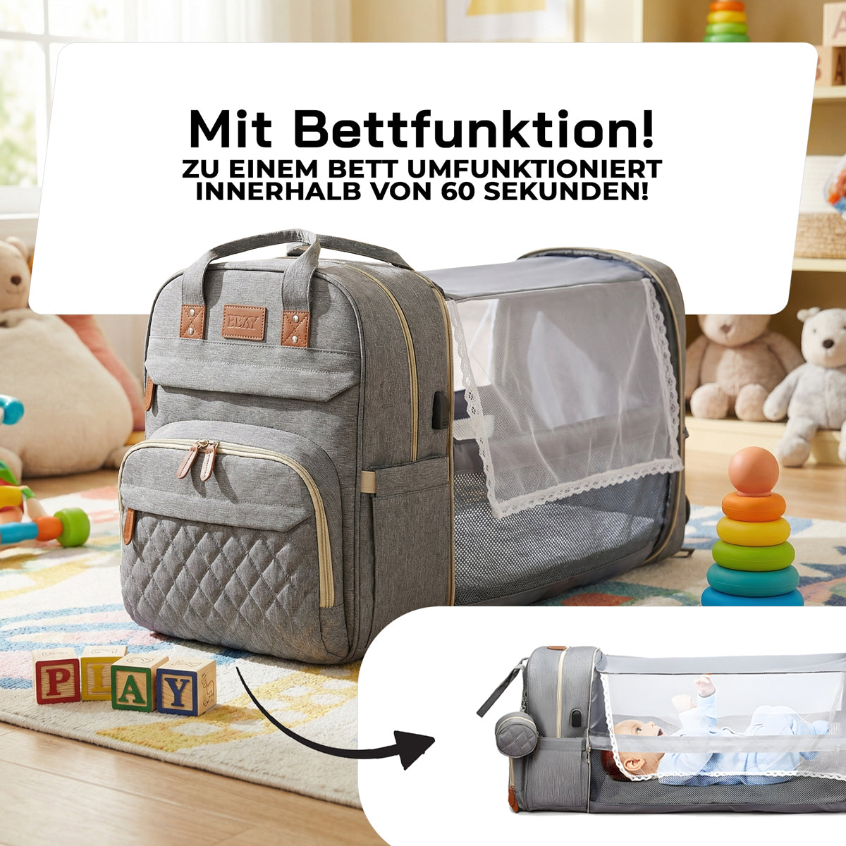 Napso - Windelrucksack Ausfahrbar mit Bett